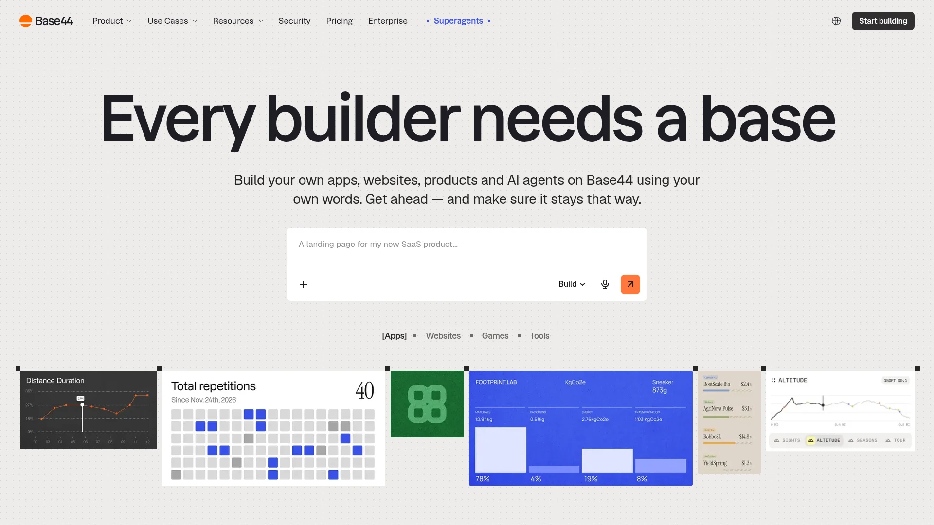 Base44 no-code AI app builder homepage