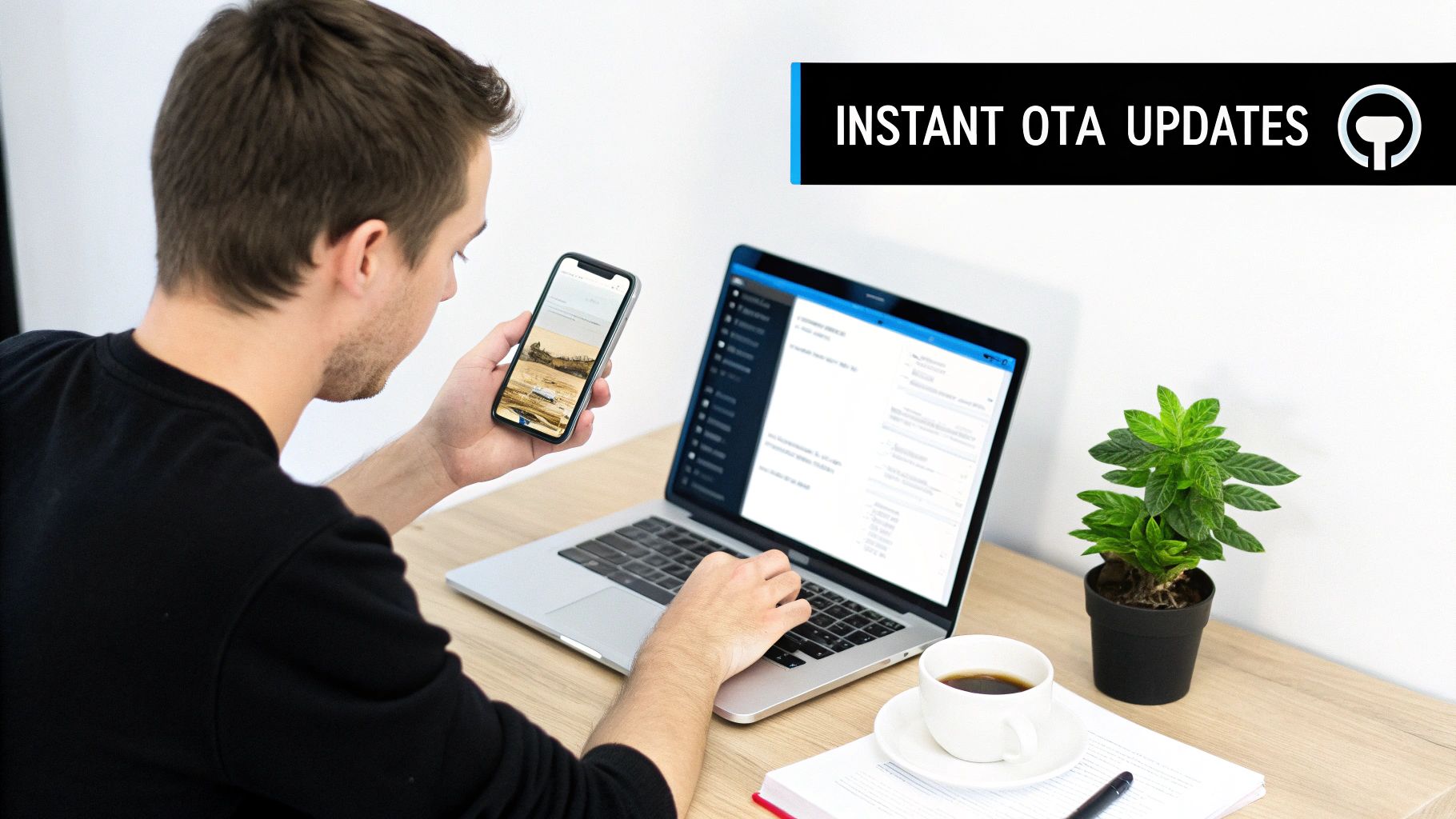 React Native Code Push OTA update flow — push JavaScript changes directly to user devices without app store review