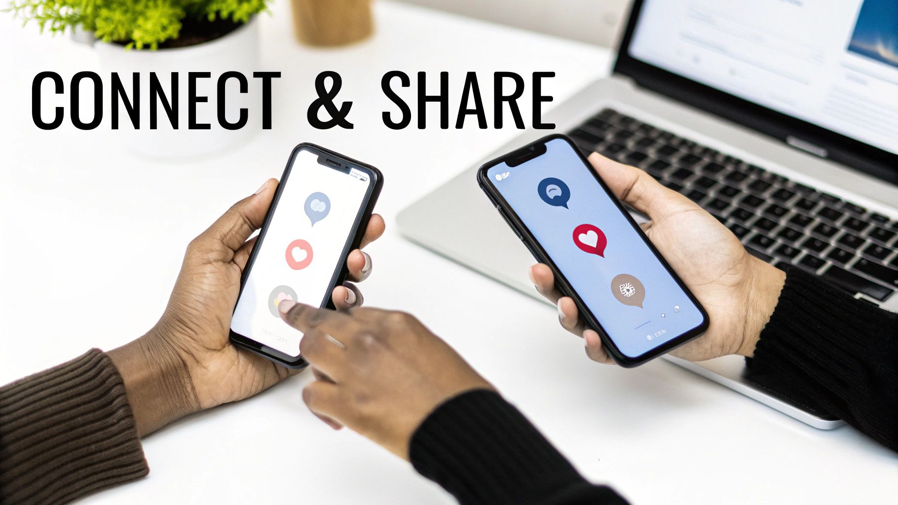 Smartphones showing social media app icons, representing one of the 12 types of mobile apps covered in this guide.