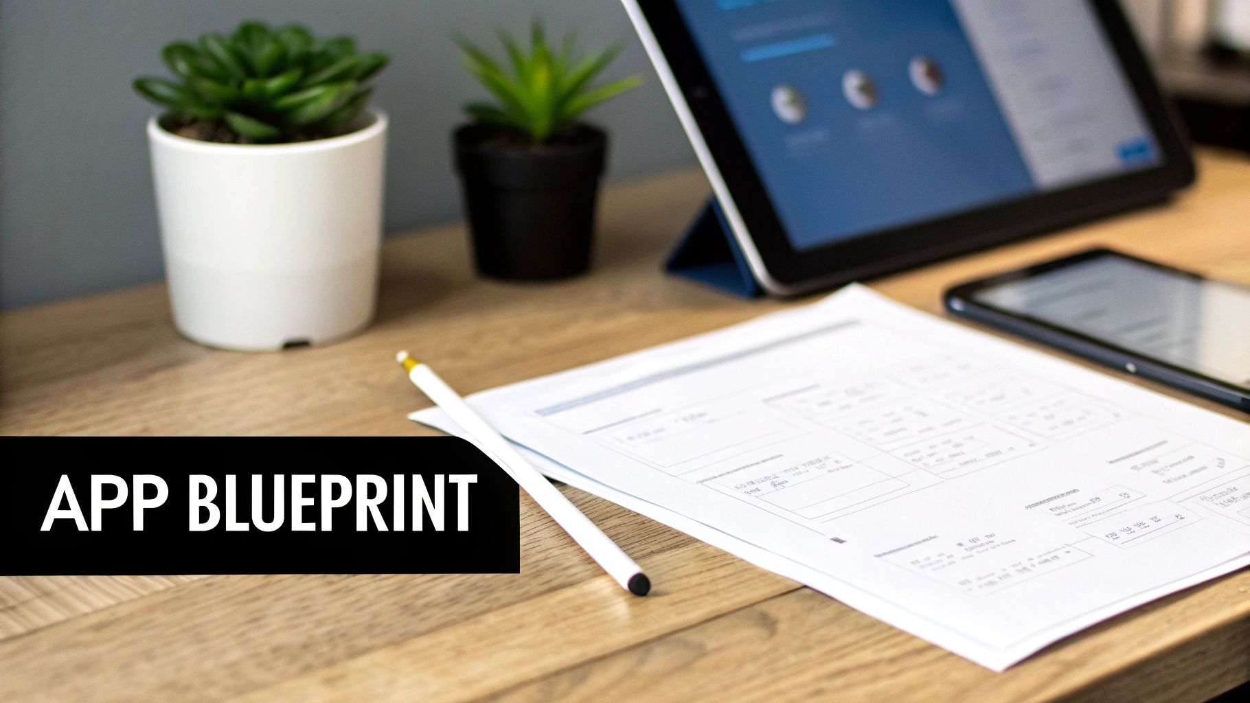 A person sketching out app wireframes on a piece of paper