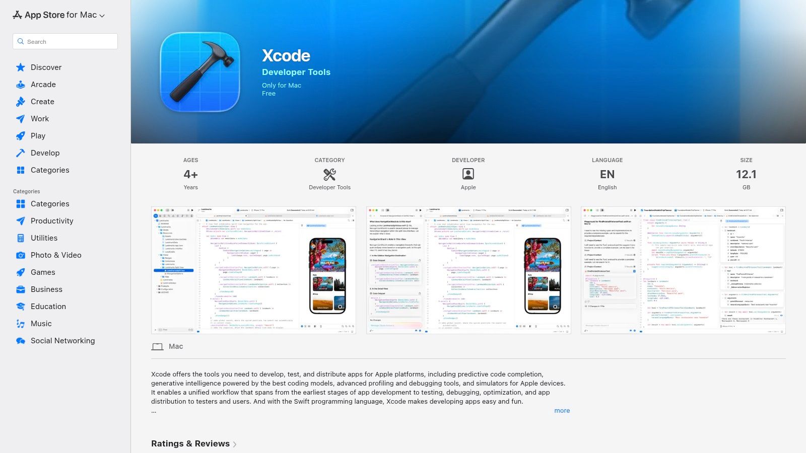 Xcode IDE showing SwiftUI preview canvas with an iPhone simulator running alongside Swift code