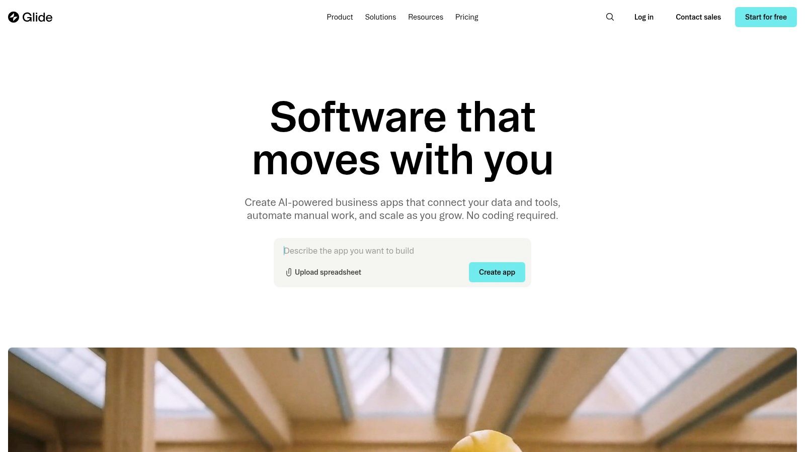 Glide no-code app builder creating data-driven business tools from spreadsheets