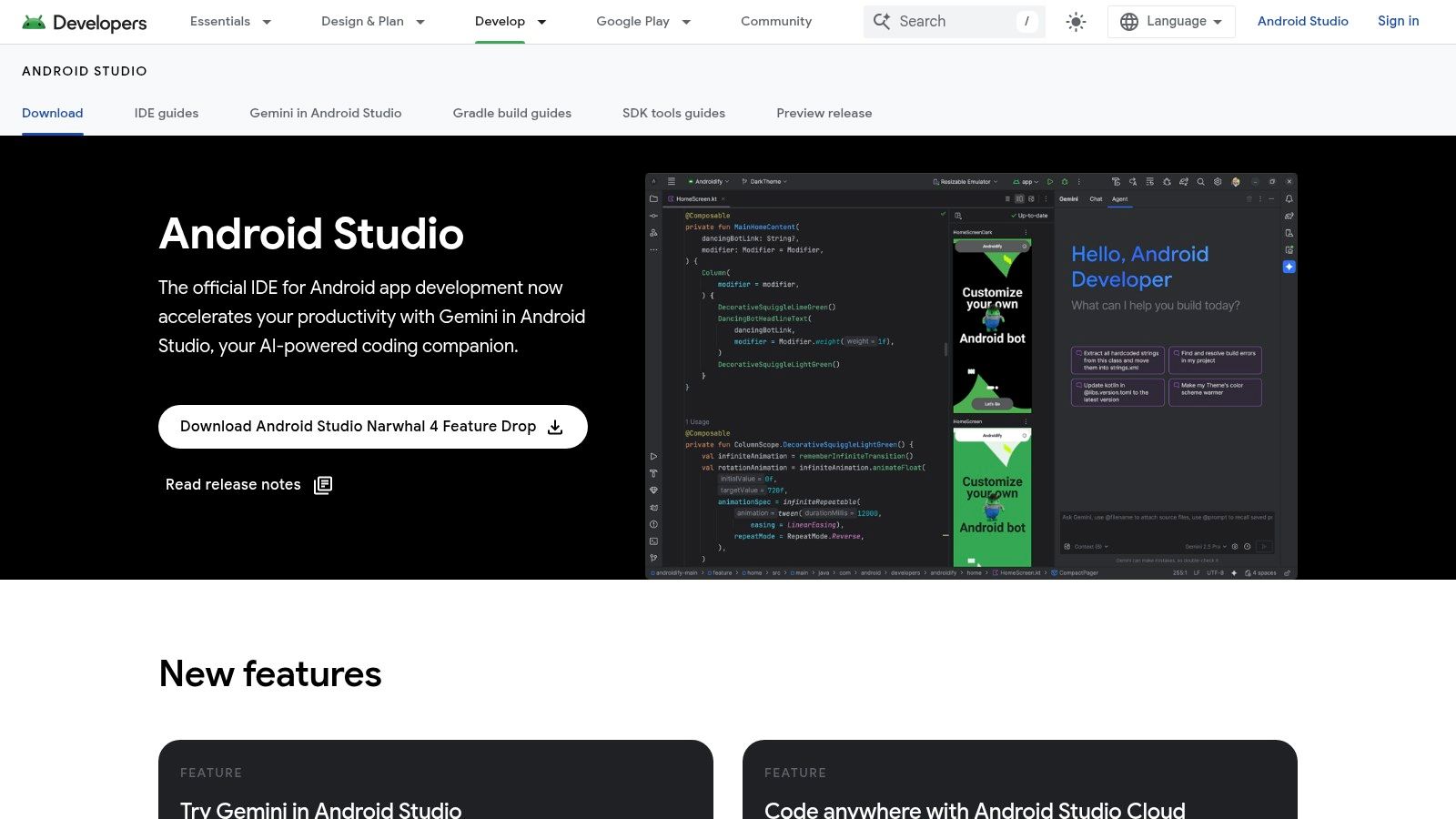 Android Studio IDE interface for building mobile apps on Android