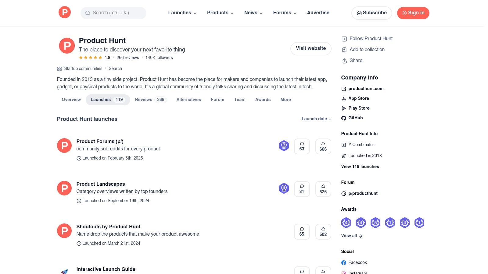Product Hunt homepage ranking daily product launches, a source of validated app ideas