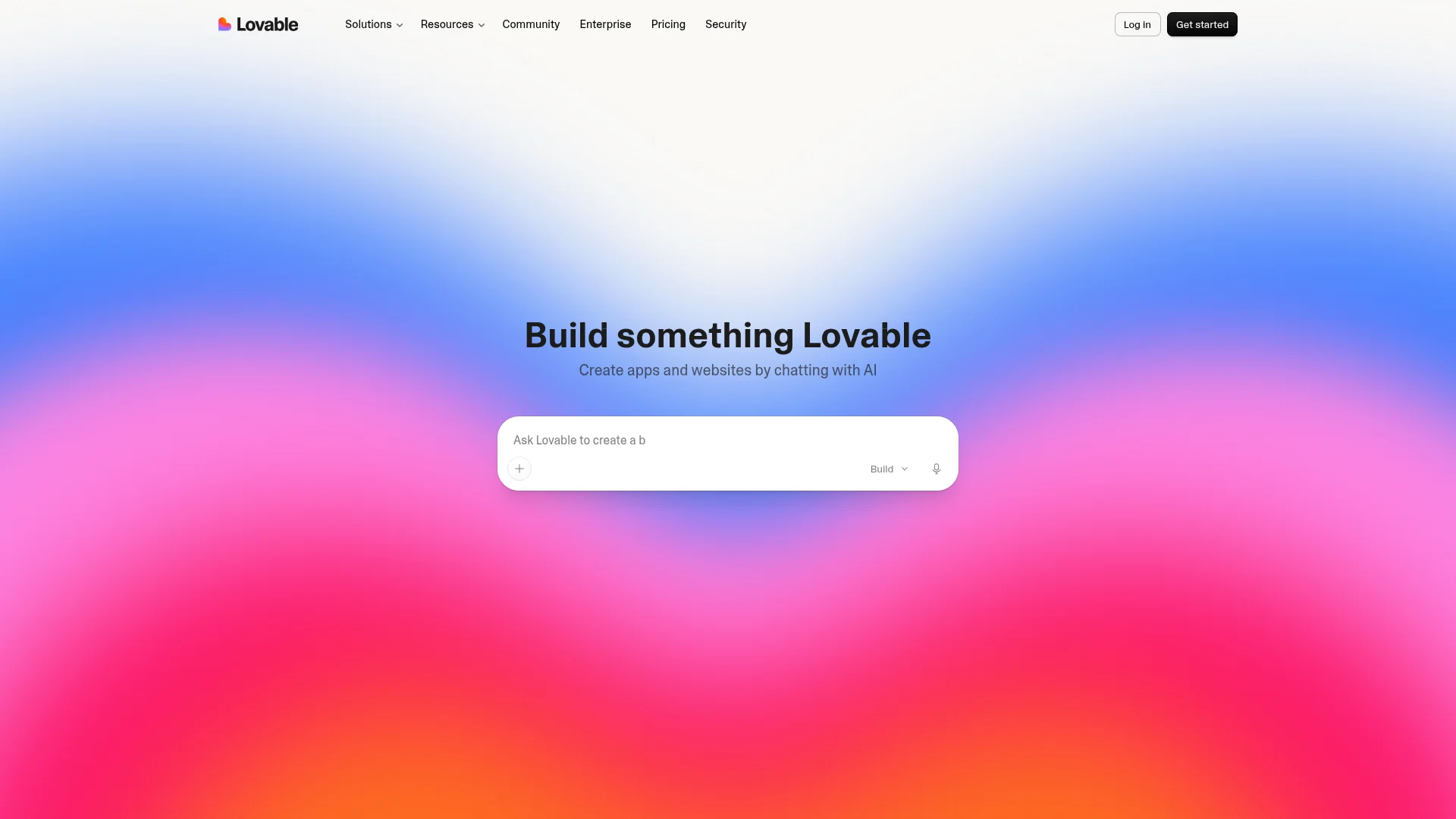 Lovable AI web app builder homepage
