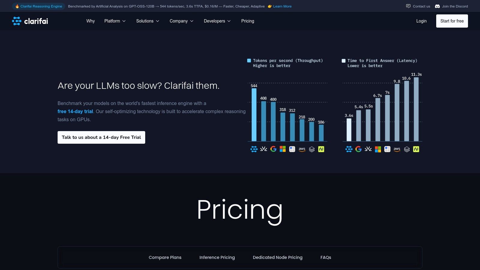 Clarifai AI platform showing drag-and-drop workflow builder for computer vision pipelines