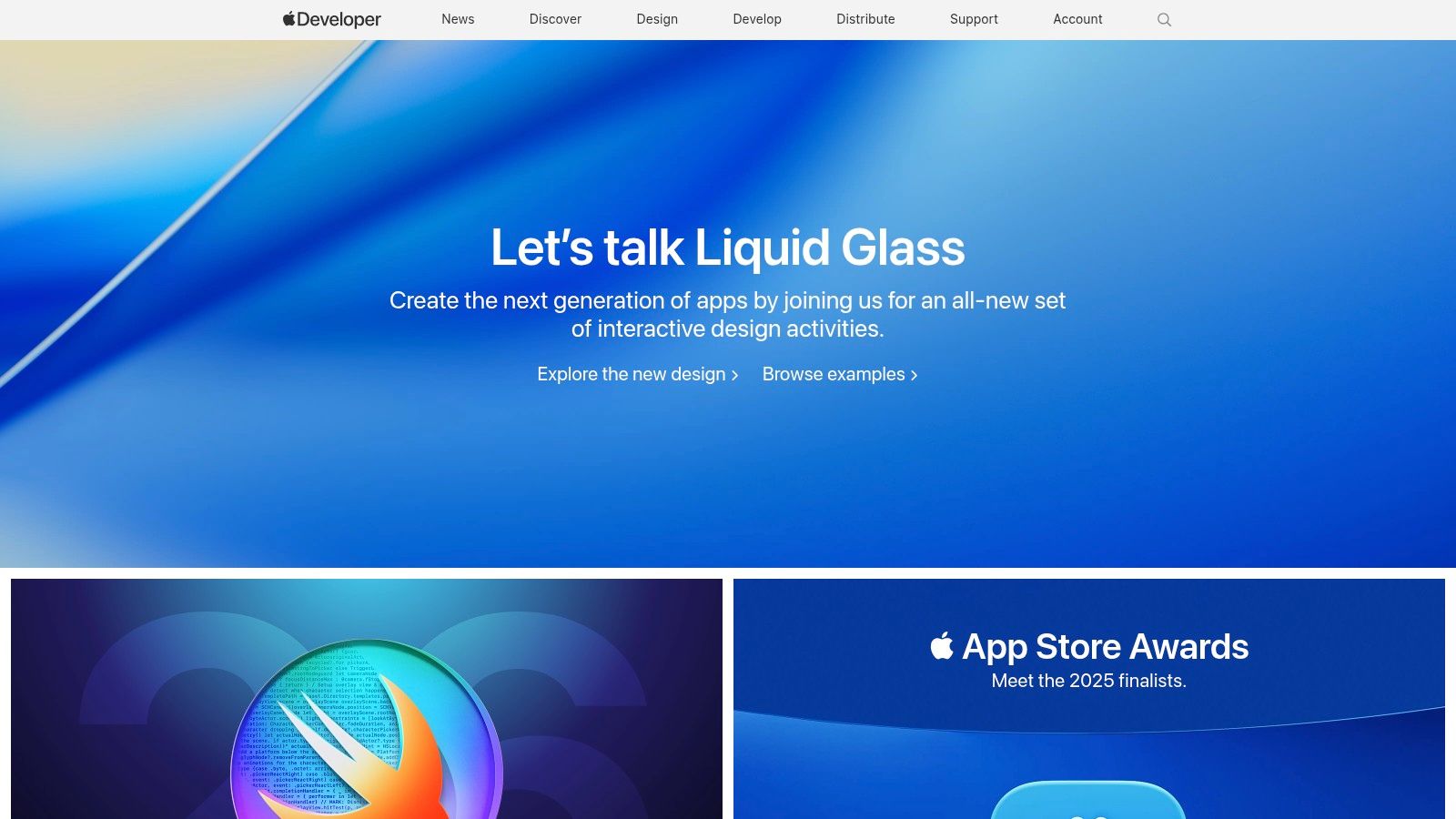 Apple Developer site with Xcode and SwiftUI hero graphic