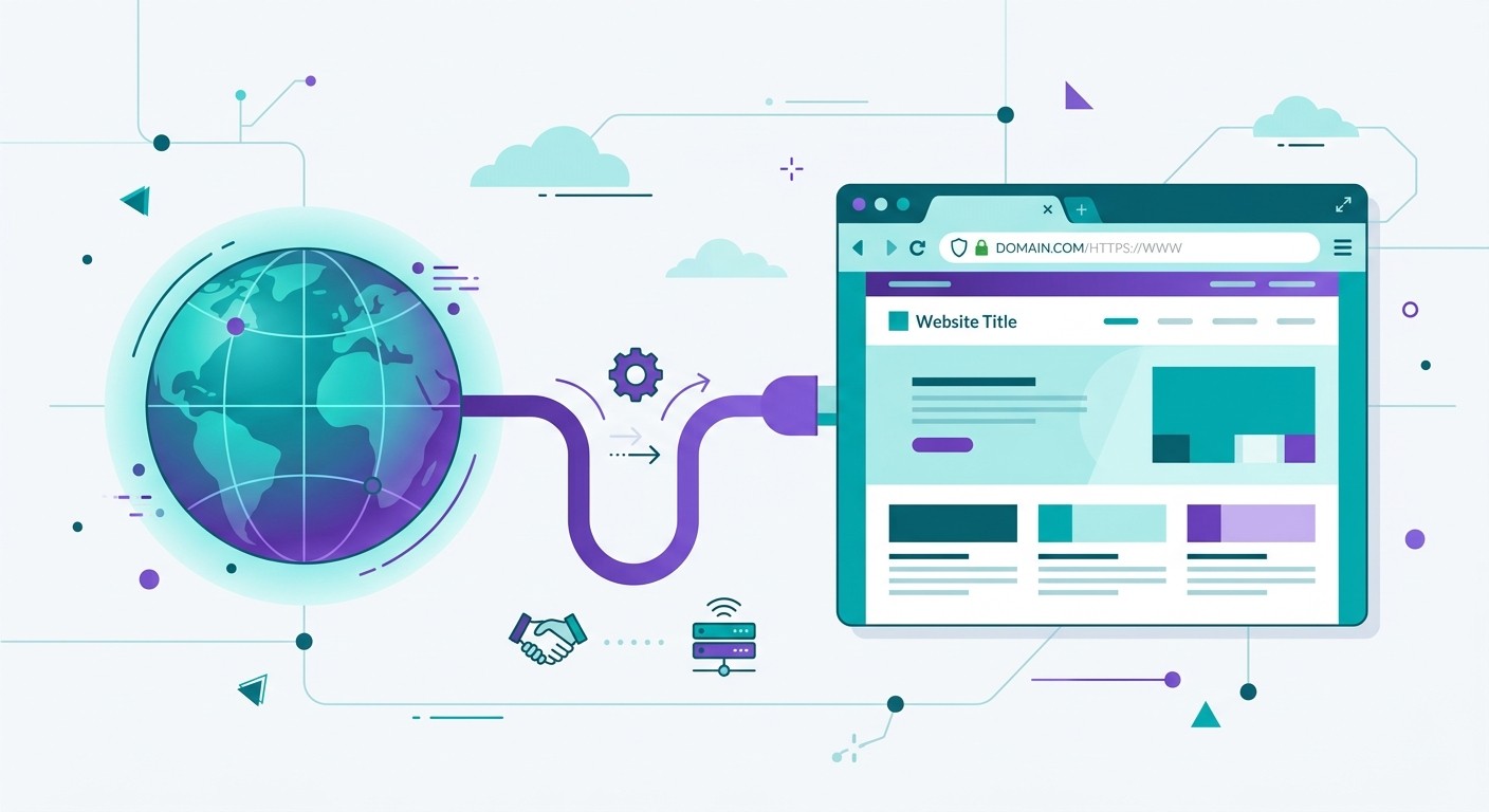 Illustration of connecting a custom domain to an AI-built website