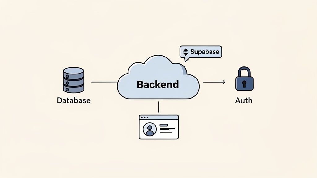 A Supabase database and authentication backend connected to a no-code mobile app.