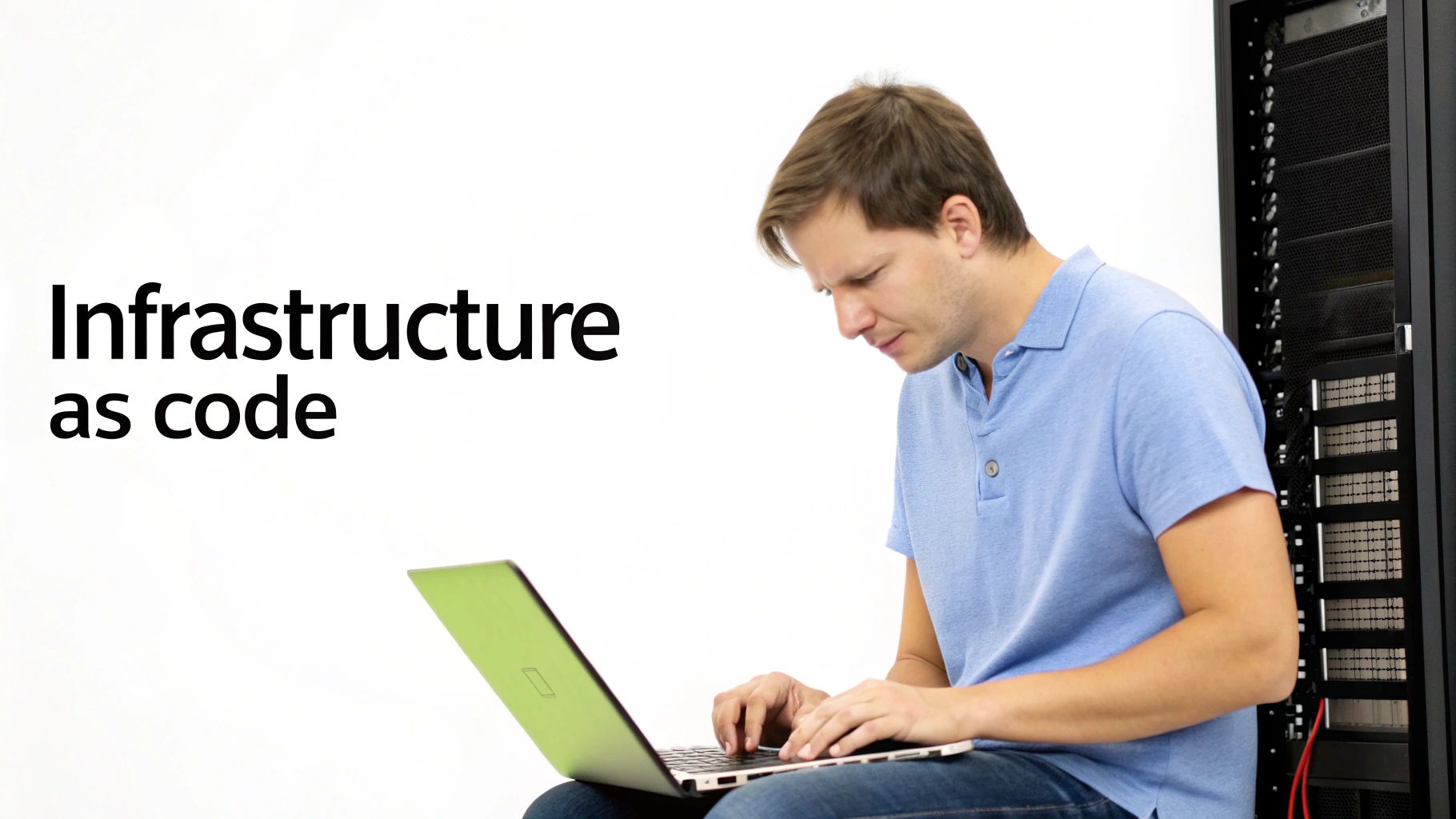 Visual comparison of manual server configuration versus infrastructure as code with Terraform, showing reproducible environments