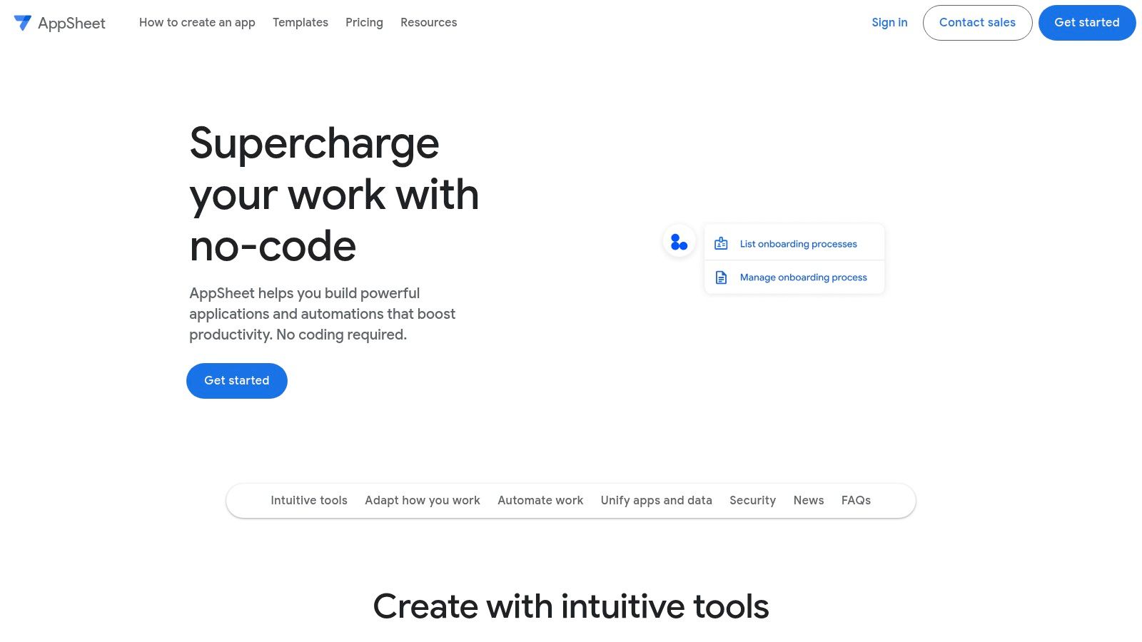 Google AppSheet no-code platform for building mobile and web apps from spreadsheet data