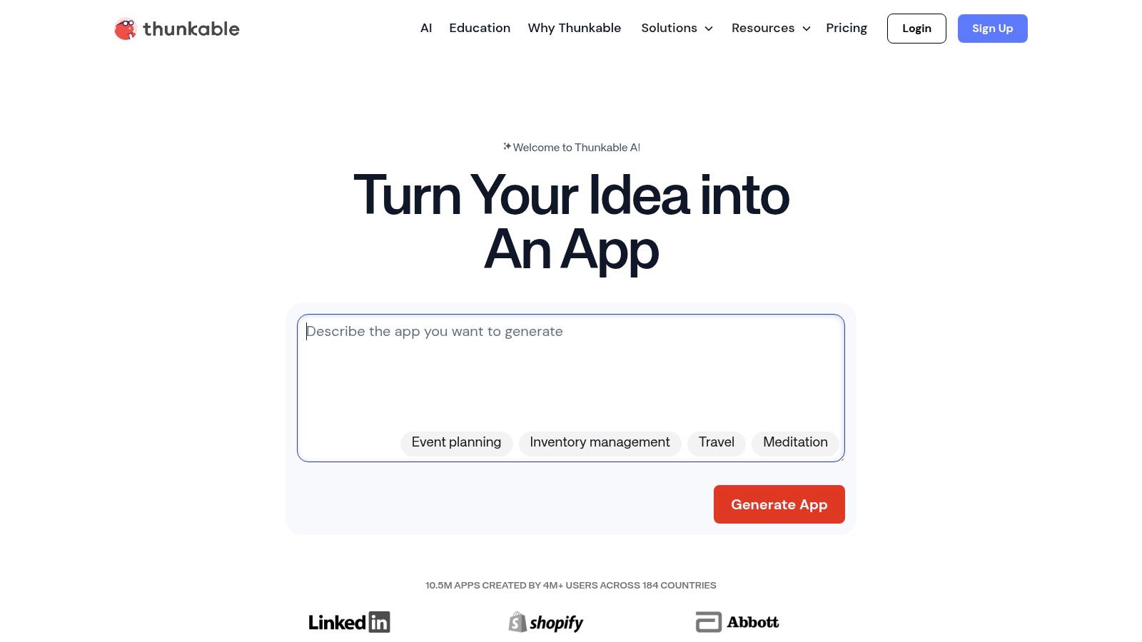 Thunkable no-code app builder interface