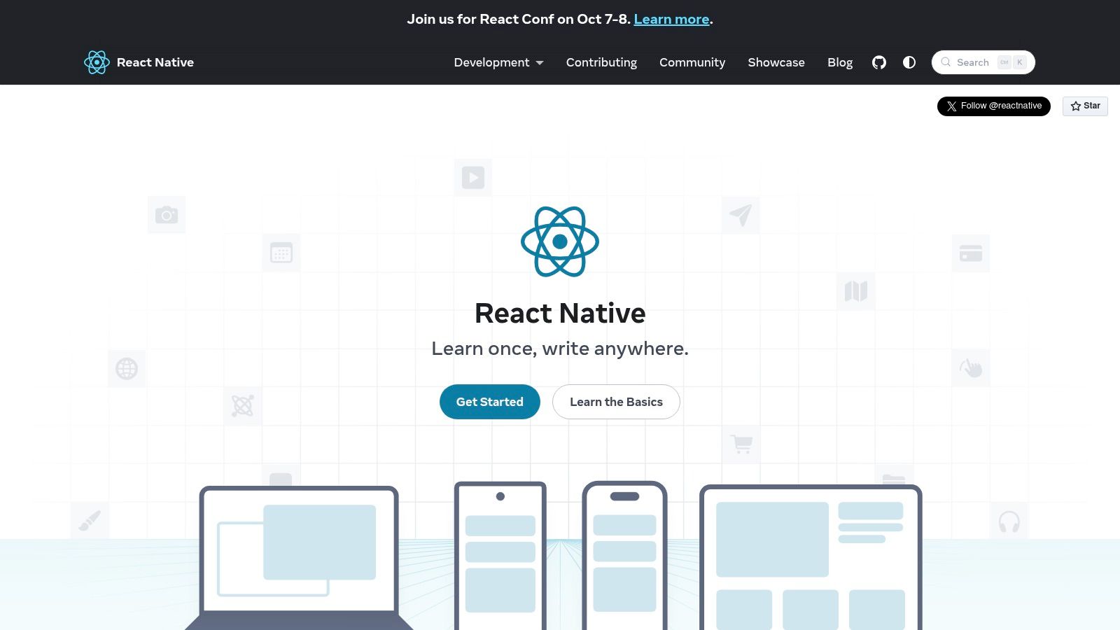 React Native framework for building cross-platform mobile applications