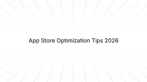 Minimalist banner with a light gray perspective grid background and centered text reading ‘App Store Optimization Tips 2026.’
