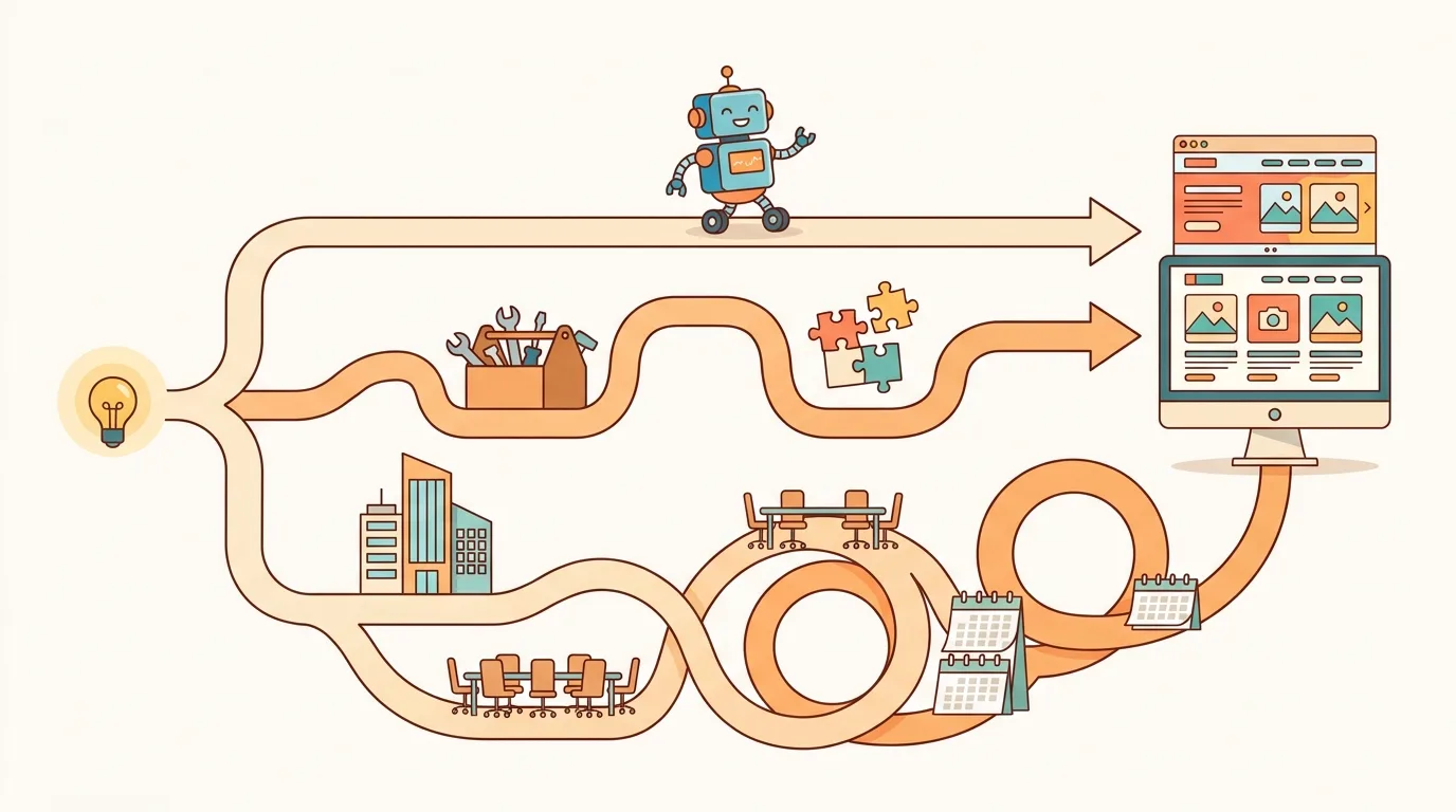 How long it takes to build a website with an AI app builder like BuildAvelo, a DIY website builder, or an agency