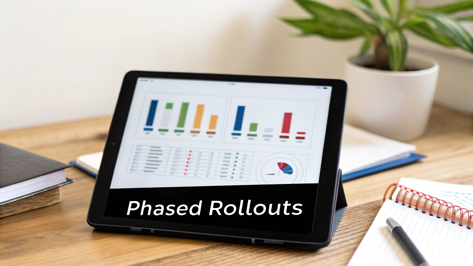 Phased rollout dashboard showing gradual OTA update deployment to React Native app users