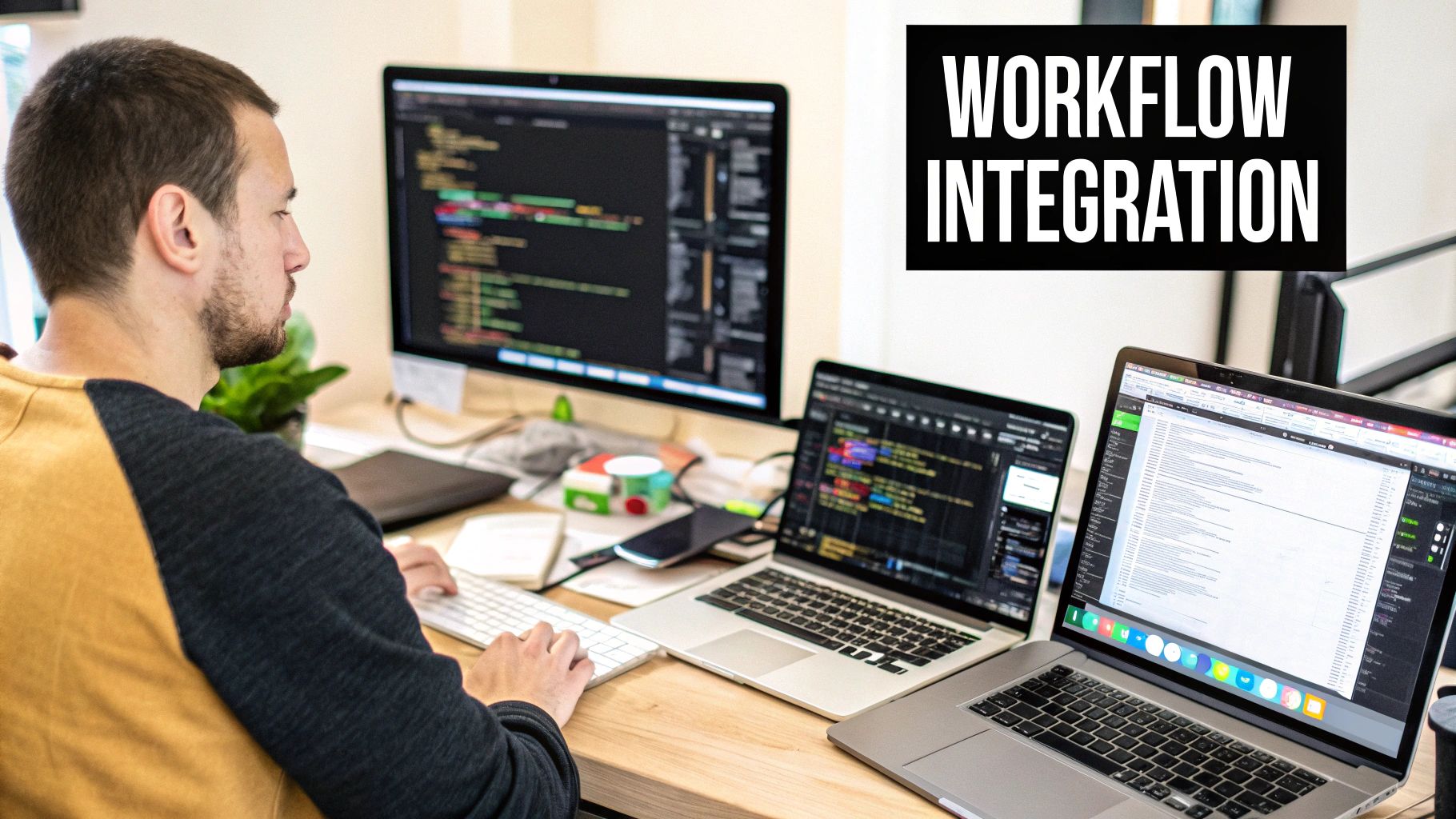 A developer and designer collaborating over a screen displaying a UI framework's components.