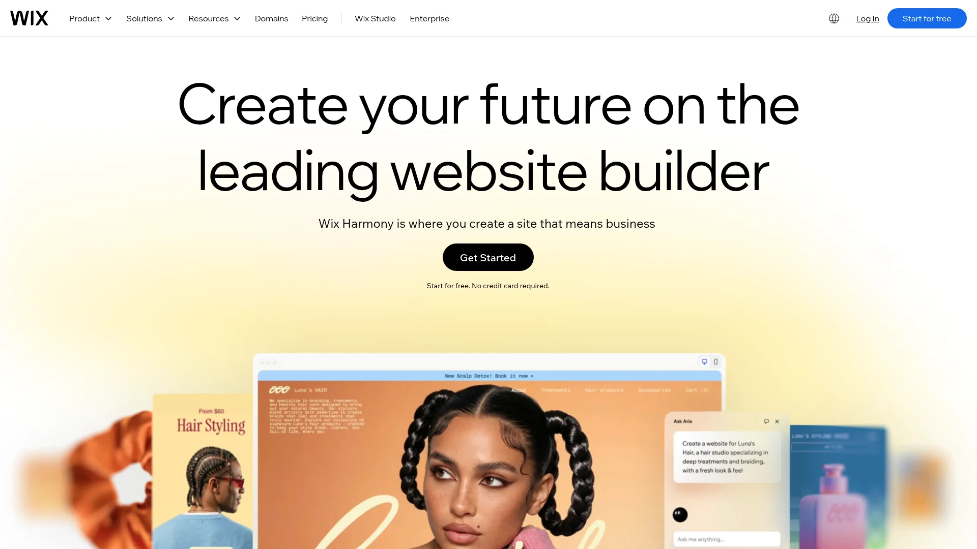 Wix AI website builder free plan homepage