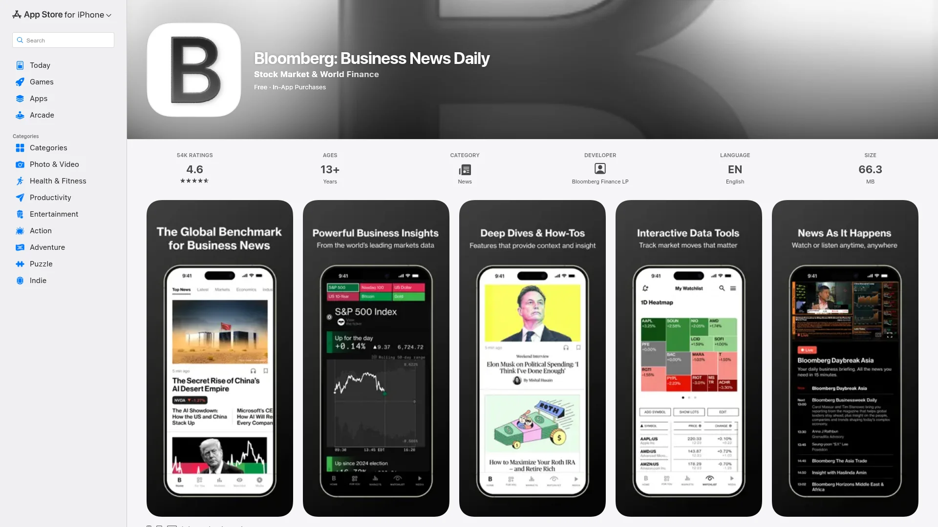 Bloomberg on the App Store — React Native app example