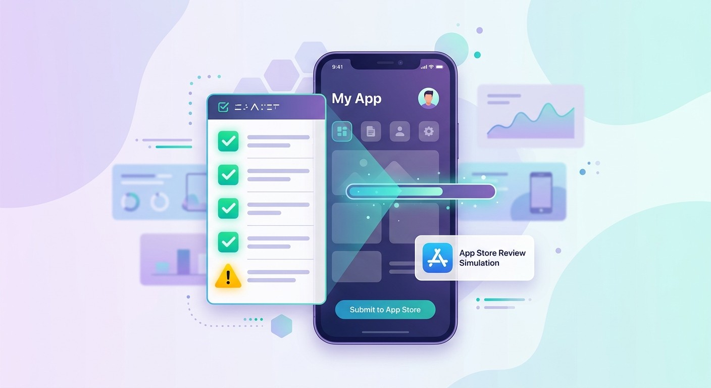 BuildAvelo App Store review simulation checking a booking app before submission