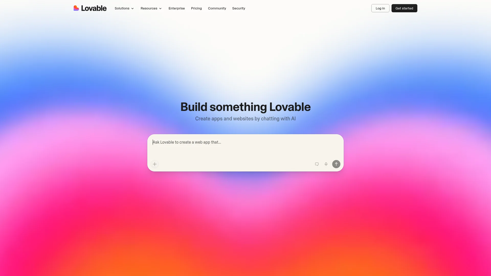 Lovable AI app builder interface generating a full-stack web application from a text prompt