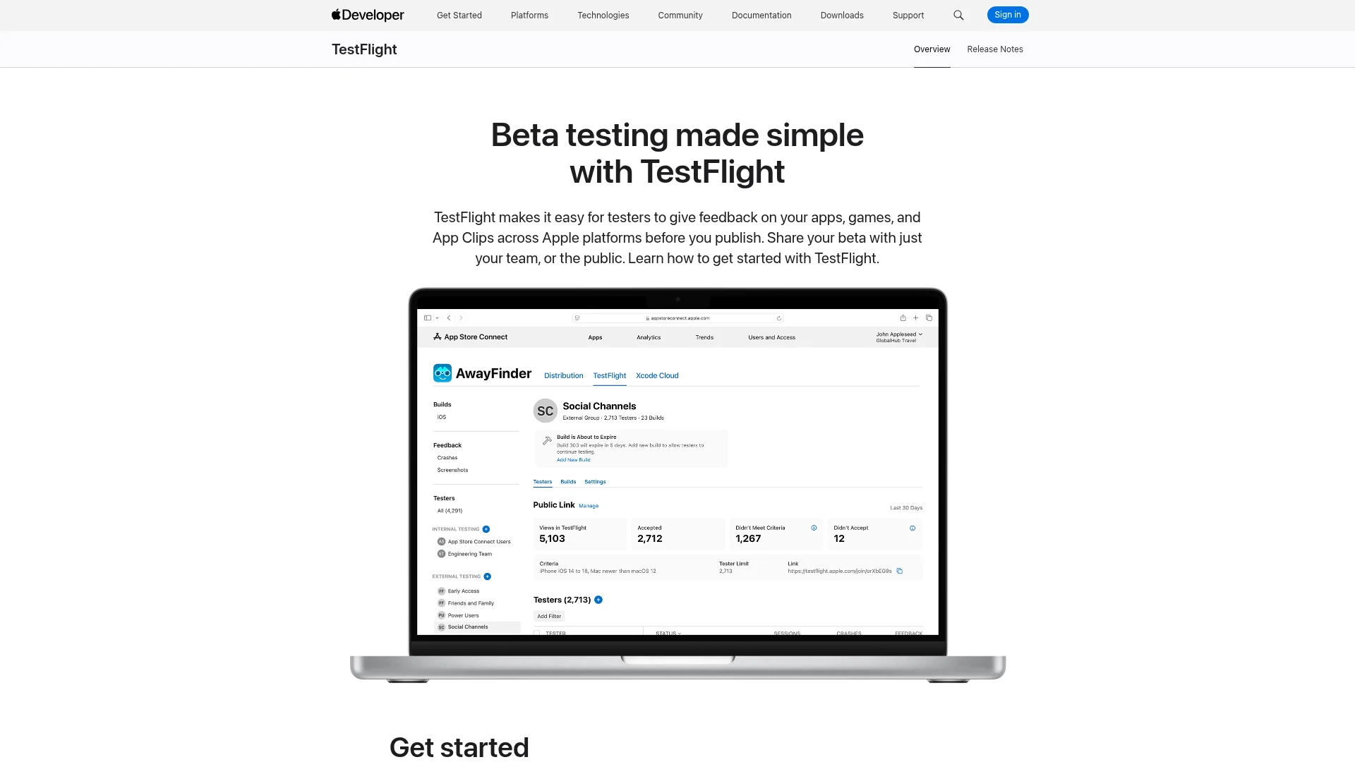 Apple's TestFlight page for Apple platforms only, since there is no TestFlight for Android