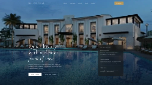 Maison Éclat boutique hotel website homepage built with BuildAvelo using 20 credits