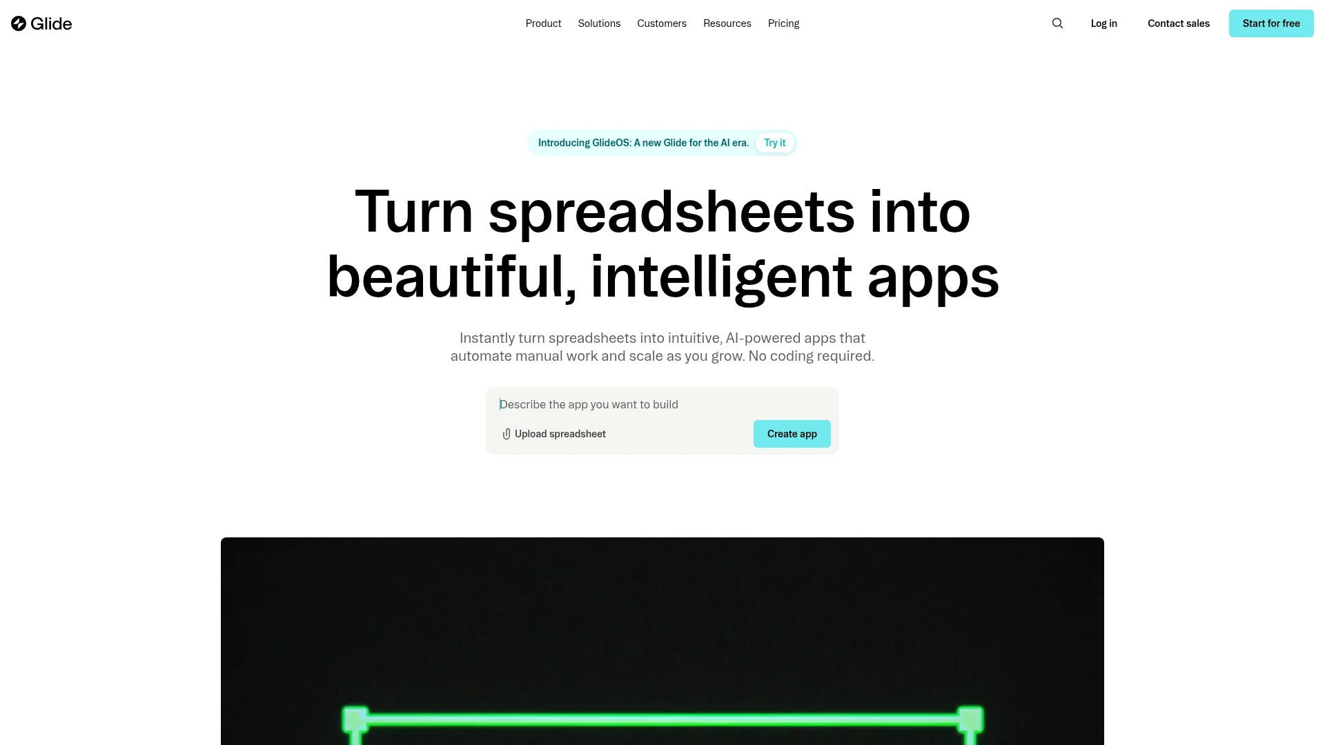 Glide app builder homepage