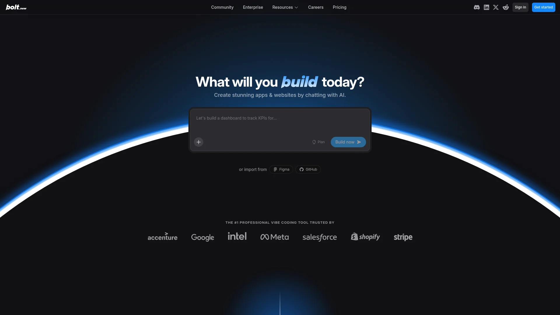 Bolt.new AI coding platform generating a web application from a natural language prompt