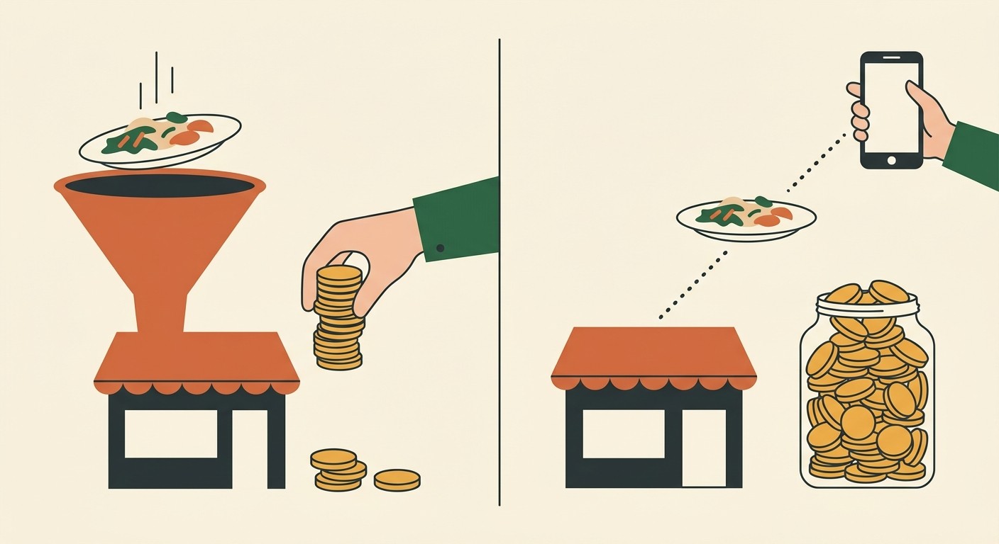 Delivery app commission taking a cut of a restaurant order versus direct ordering on your own website