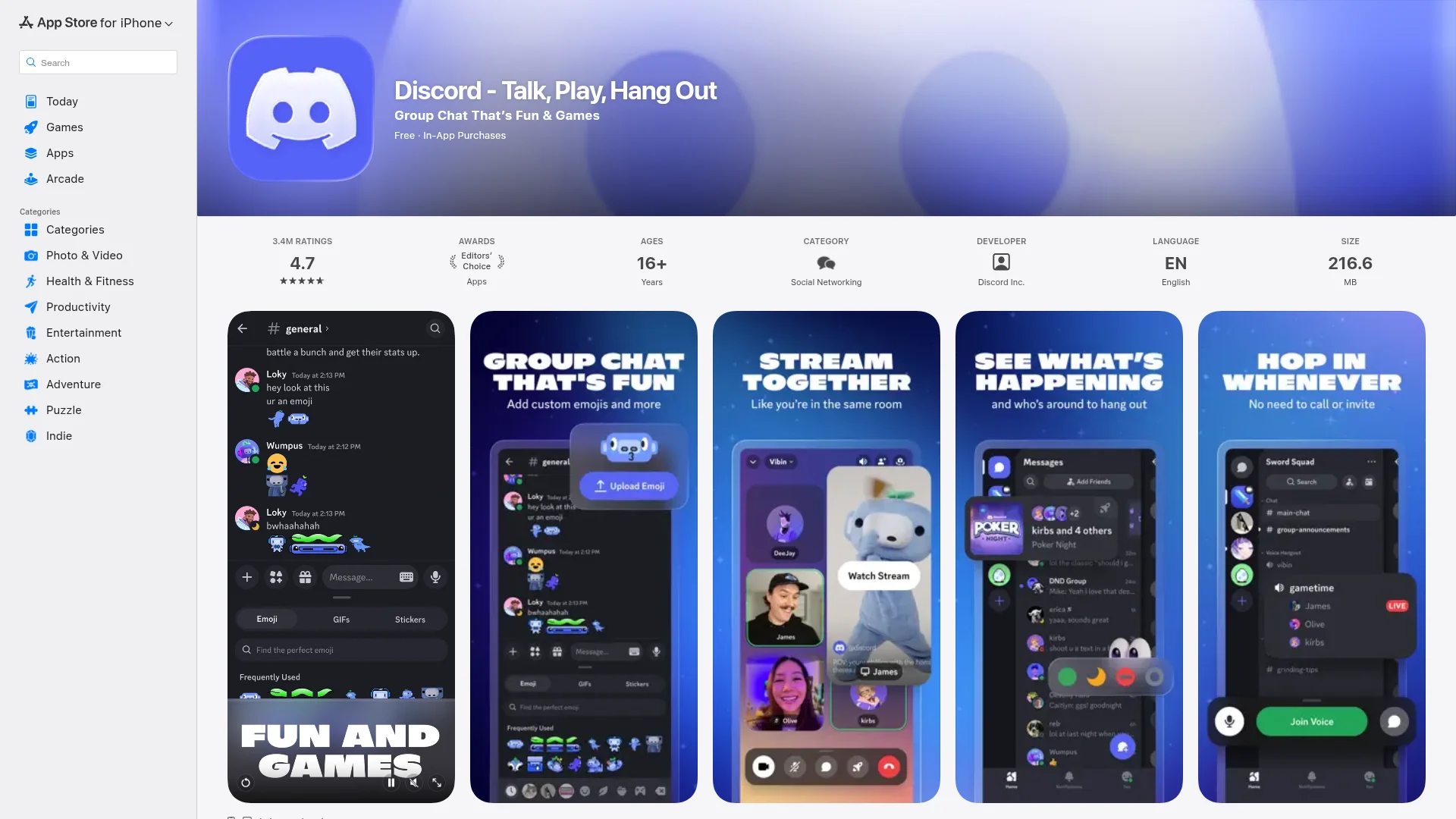 Discord on the App Store — React Native app example