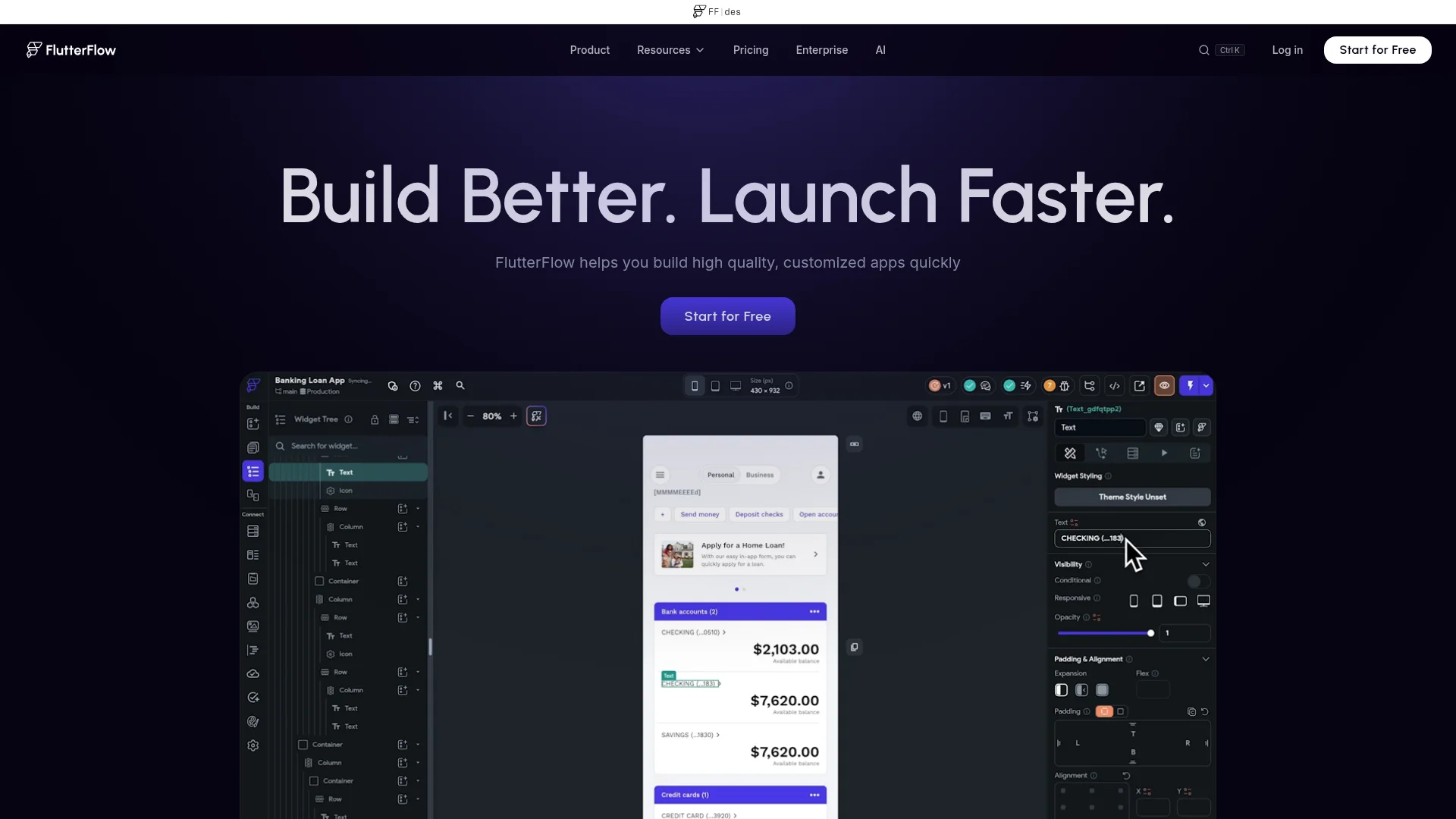 FlutterFlow visual builder that generates and exports Flutter code